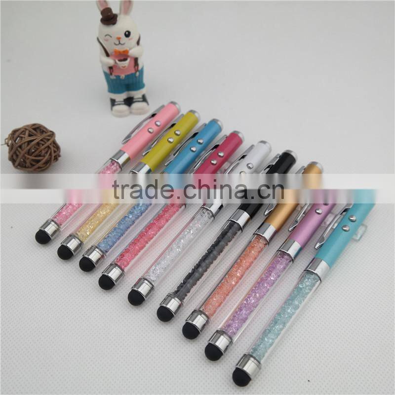 3 in 1 crystal laser pen, LED Pen with stylus ,touch pen for ipad