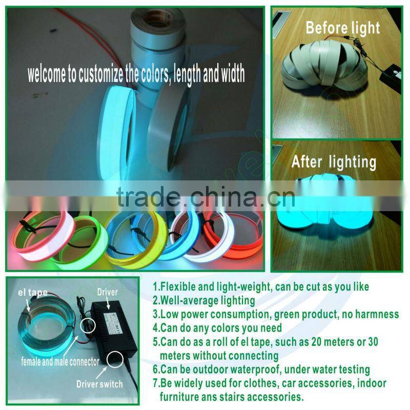 el wire strip,high brightness el tape,EL tape for decoration,EL lighting Tape,colorful el tape