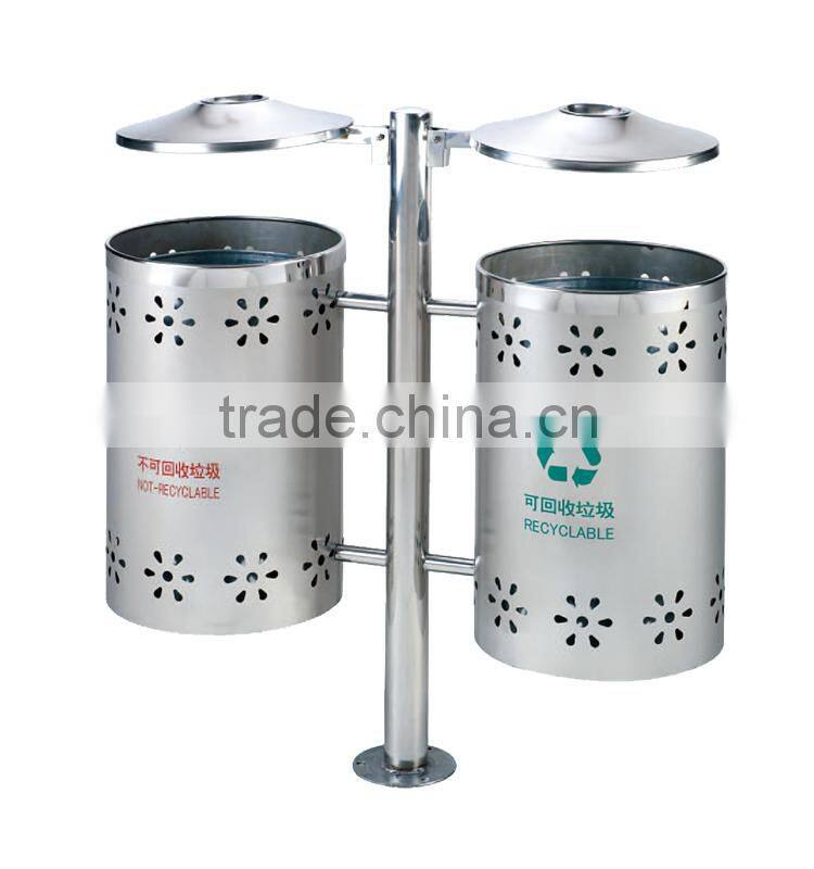 round mesh pole dustbin for park