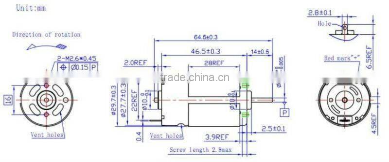 12VDC Motor for portable toilet RS-390SH-17250R