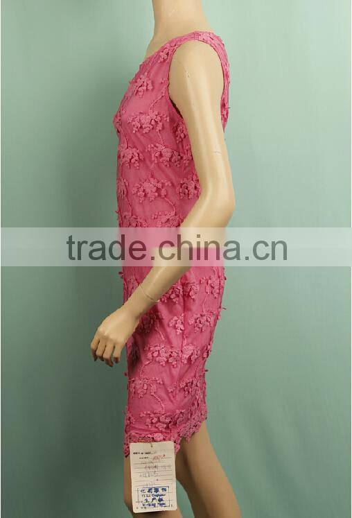Embroider sleeveless wholesale evening dress peach color W-30108