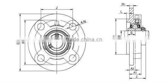 Low noise 4 bolt round flange pillow block bearings UCFC206