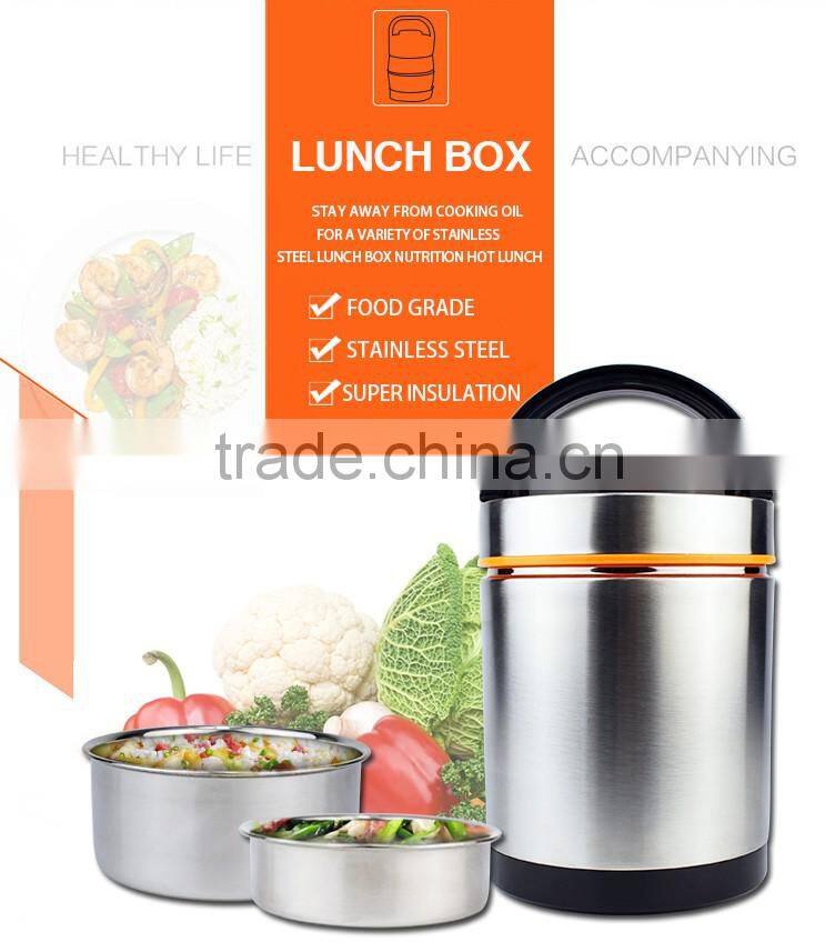 good quality 3 layers thermos sanding surface heat presevation stainless steel vacuum pot/food storage with removable handle