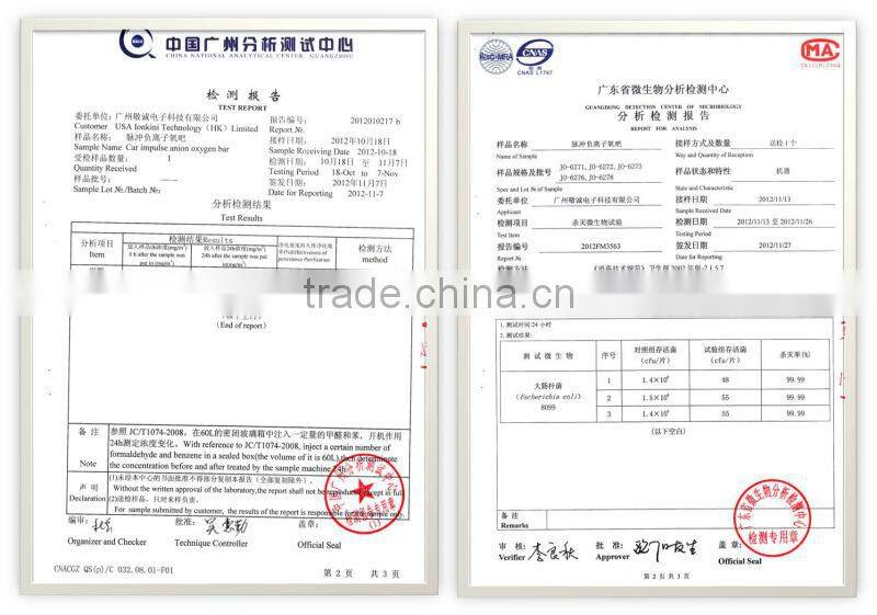 Popular Car Oxygen Bar Car Air Purifier Car Ionizer