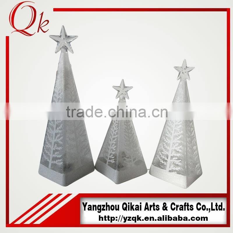 Fashion design glass christmas tree with light