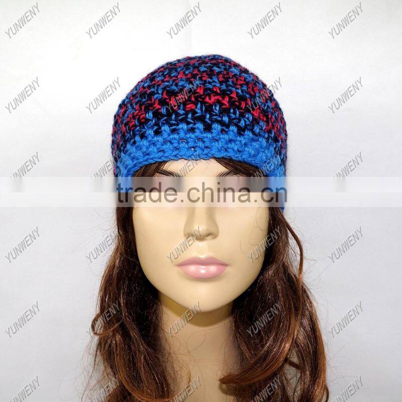crochet hat for adult,whosale winter women knitted ball crochet hat for adult