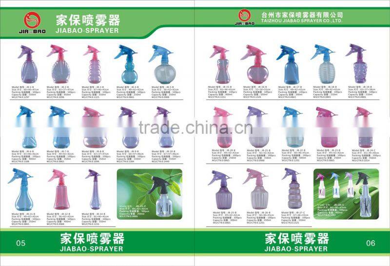trigger and trigger manual 250ml/350ml/450ml/550/500ml sprayer ,garden sprayer,plastic sprayer jiabao sprayer