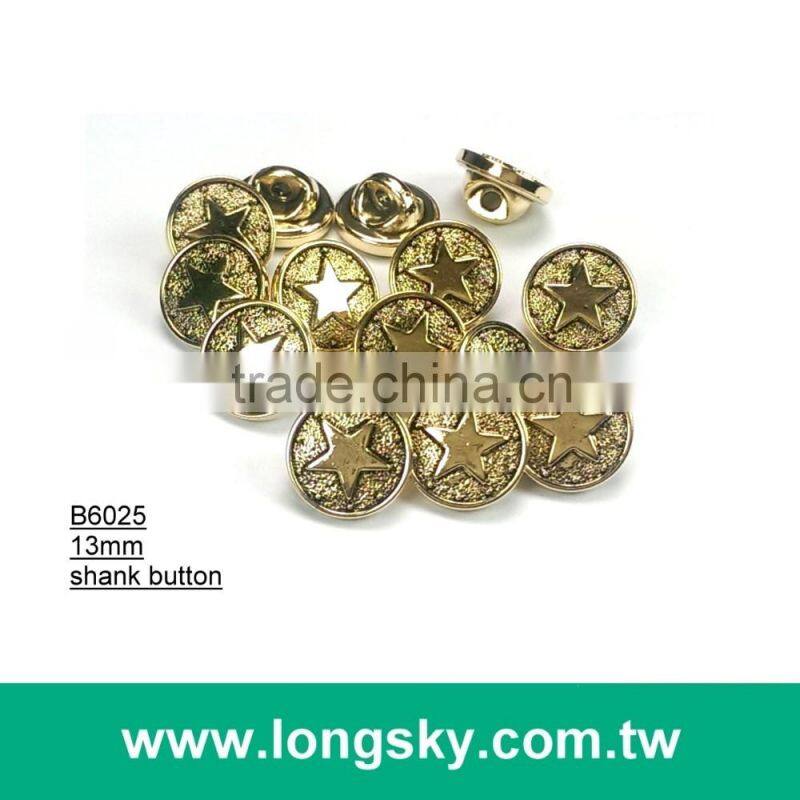 (#B6031/13mm) Sea anchor pattern on gold plated abs button with shank for navy style clothing