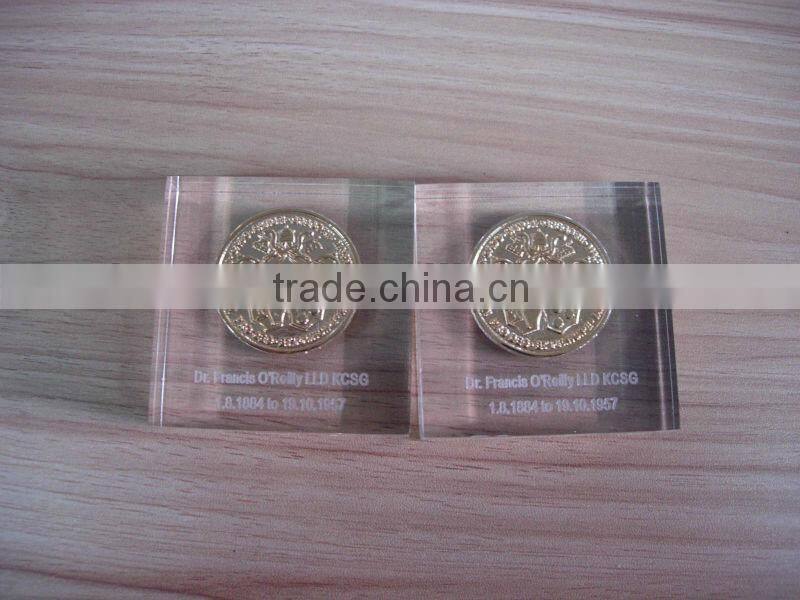 High quality genuine morgan coins acrylic paperweight custom wholesale