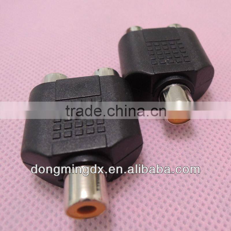 Audio system black RCA female to RCA female connector adapter 2 to 1
