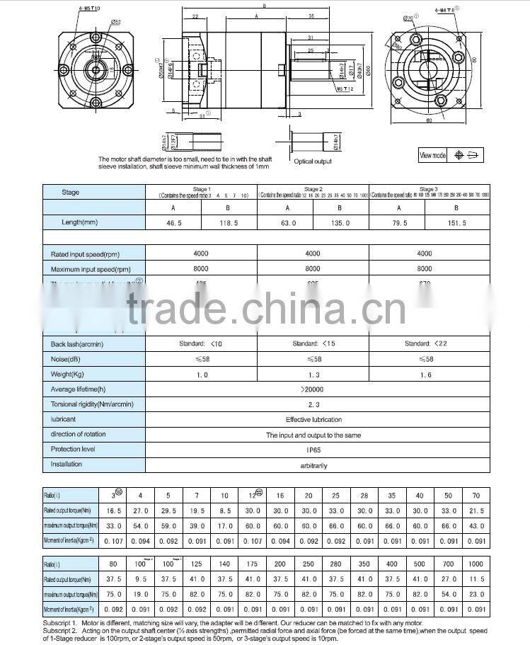 60mm Coaxial Speed Planetary Gearbox