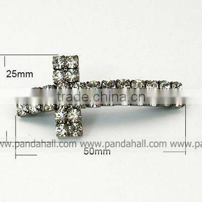 Brass Rhinestone Cross Beads, Grade A(RB-C1496)