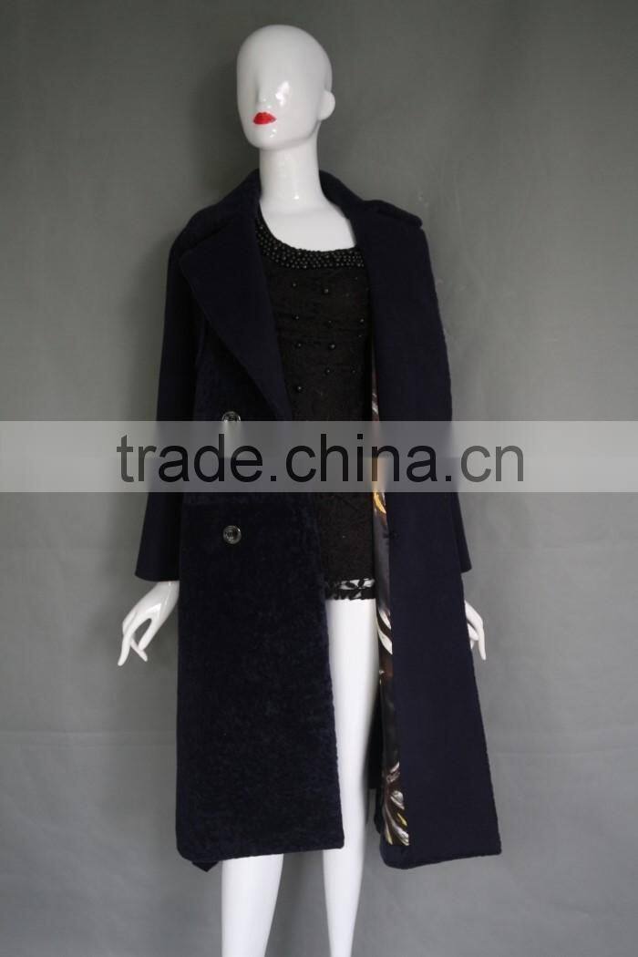 Korean women's merino sheep fur long cashmere coat & winter long fur coat with for girls