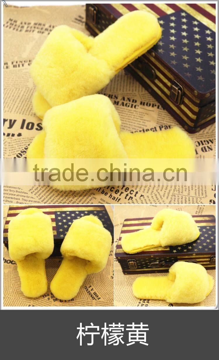 Wholesale Fashion Genuine rex rabbit Fur Slap on Real Fur Trim Shoes