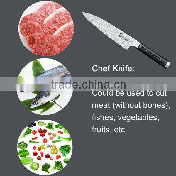 Good grade 67layers VG-10 cooking knife damascus blade