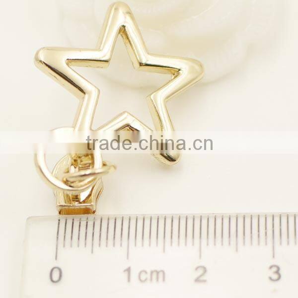 shining golden star metal zipper slider for decorating clothes