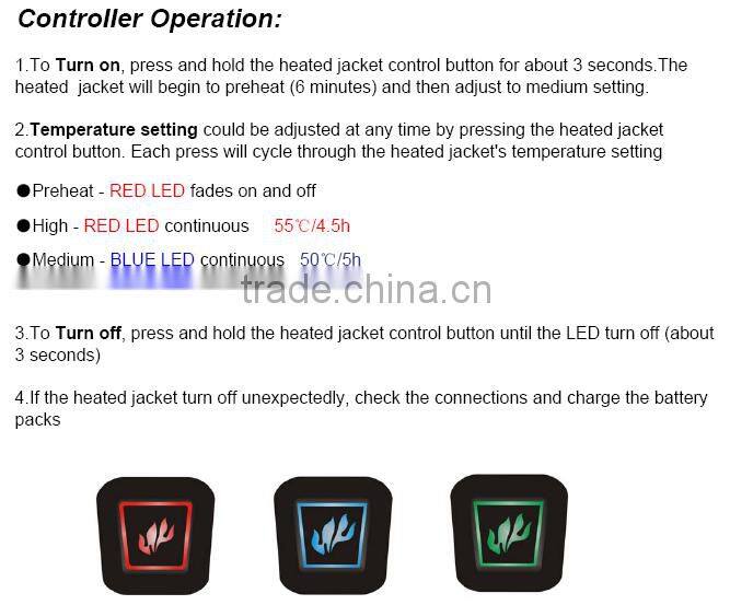 New design thermal ski heated jacket / ice skate wear / skiing