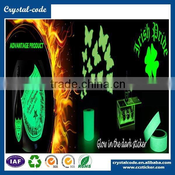 Film paper advertising glow in the dark sticker,hig hquality luminous label