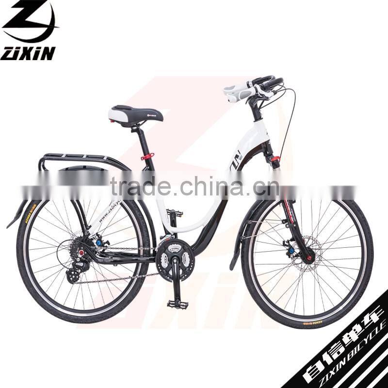 5) Aluminum alloy 6061 frame mechanical disc brake 26 inch 24 speeds hydraulic fork city bike with KENDA tyres