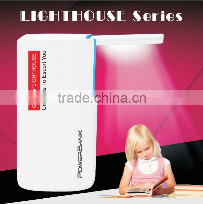 Private Model Mobile Charger Universal Portable Patent Lighthouse Power Bank 10000mAh for Blackberry phone
