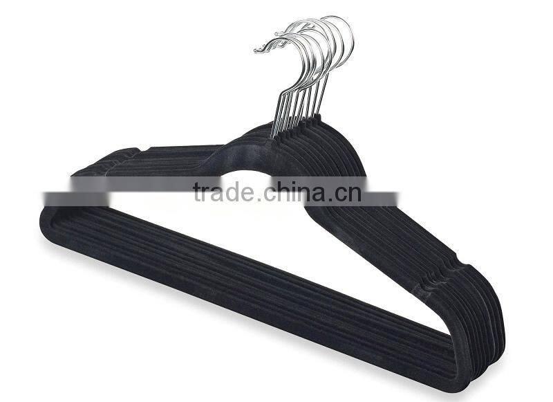 Non-Slip Velvet Clothes Hangers with Notched Frames, Suit Hanger, Flocked Hanger