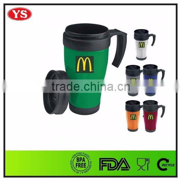 400ml thermos double wall translucent plastic travel mug with handle