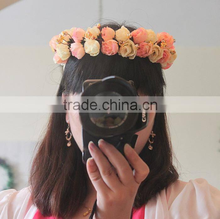 Hawaii Rose Flower Wreath Bridal Party Woman Girls Flower Hair Accessory