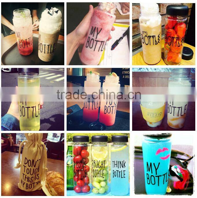 Korea Hot Sale Plastic Sports water bottle 500 ml my bottle With Black Cap