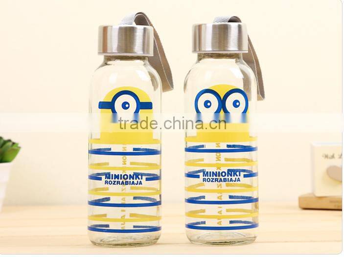Clear glass drinking bottle 330ml for clear glass bottles with rubber stopper for frosted thin glass bottle with portable lids
