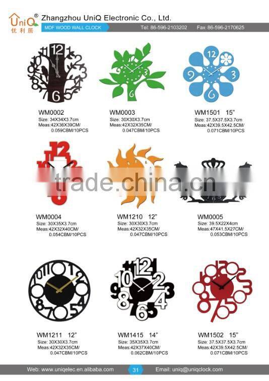 Round cheap MDF wood custom wall clock for decor