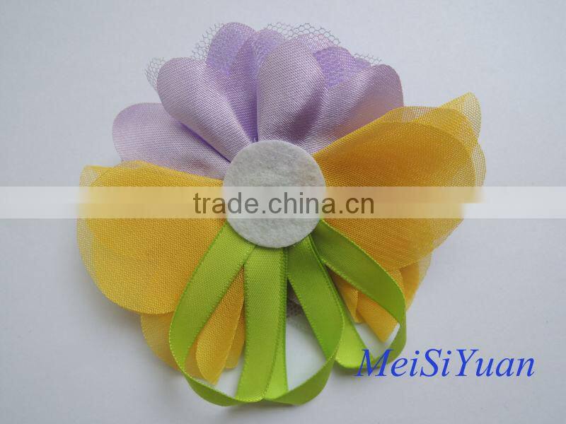 Purple chiffon mesh flower for garment