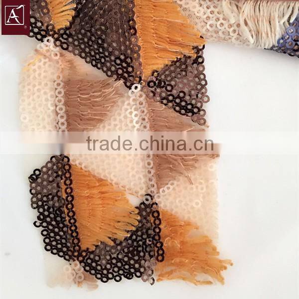 two color sequins embroidery fabric for dress