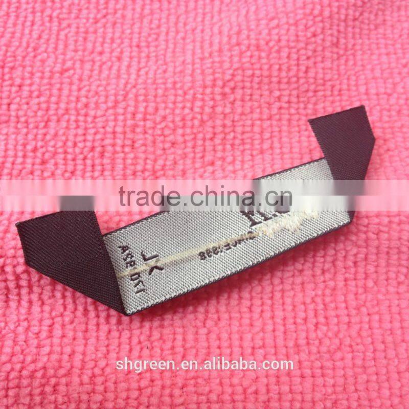 mitre fold weaving clothing label,woven neck tag