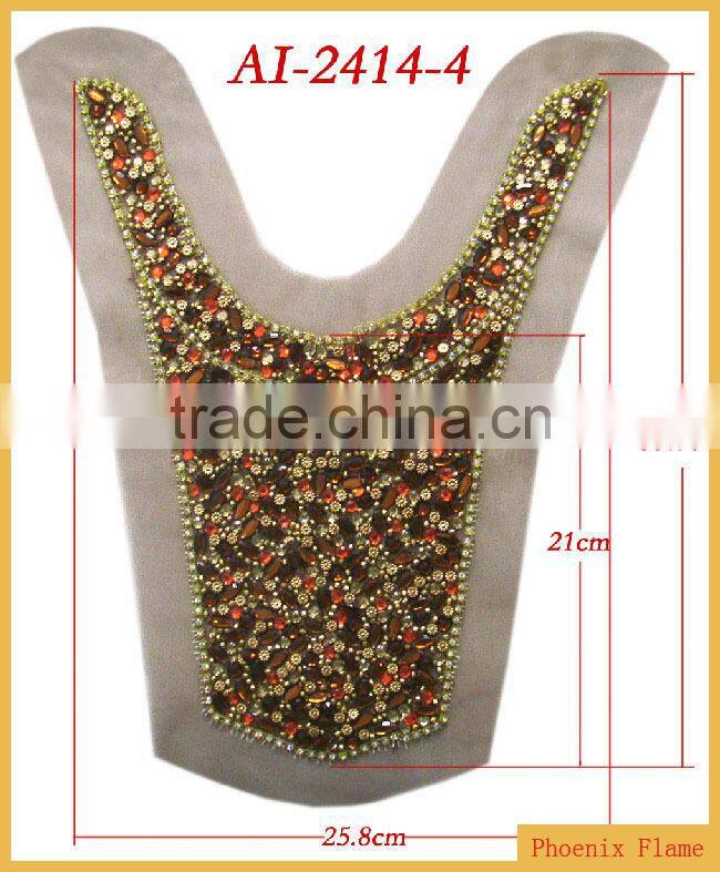 All color diamonds beaded applique AI-2414