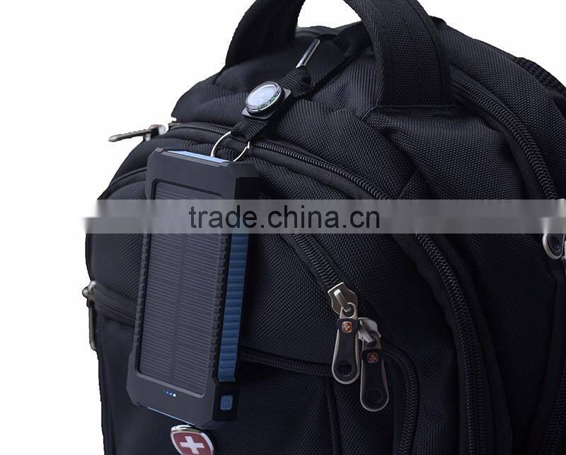 Hot sale 10000mah portable solar charger for samsung mobile phone with led and compass