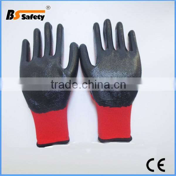 Garden Builders black nitrile coated nylon work safety gloves