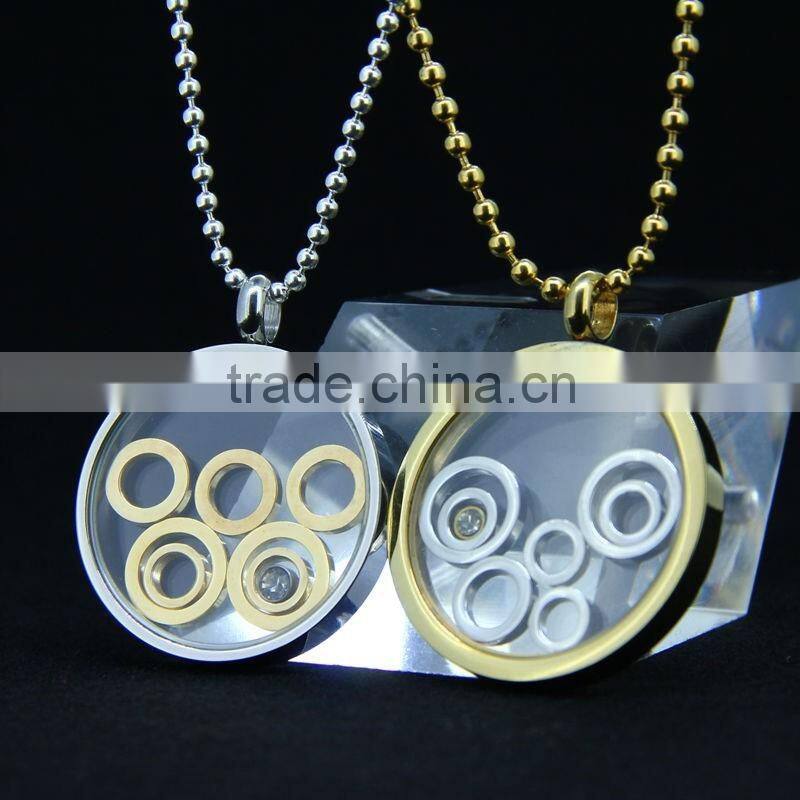 stainless steel glass pendant with charms for promotion