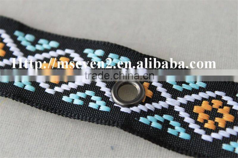 good looking multicolor embroidery diamond pattern metal eyelet ribbon for sale