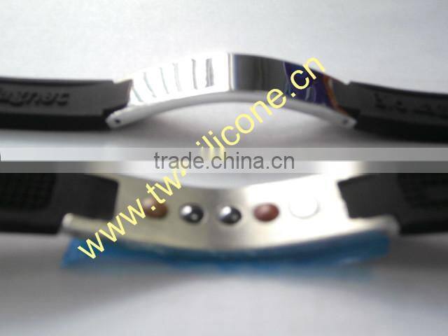 Hot sale sports magnetic silicone bracelet with metal