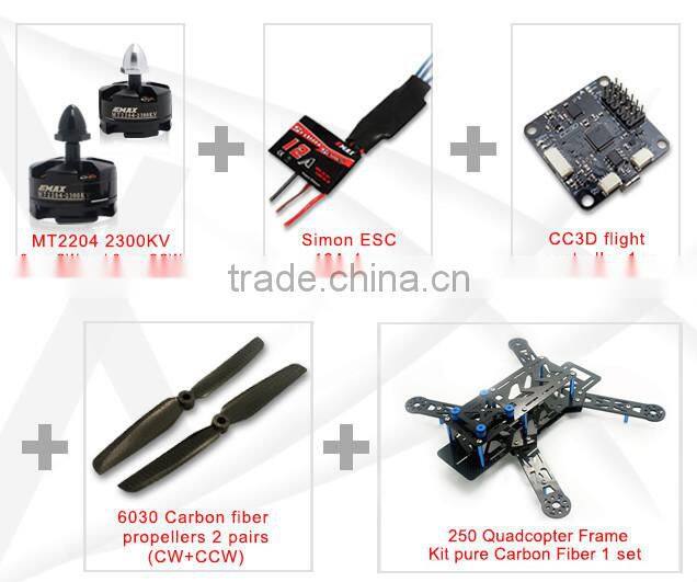 FPV Racer Kit Pure Carbon Fiber Frame 250 Racing Quads Mini Quadcopter Combo