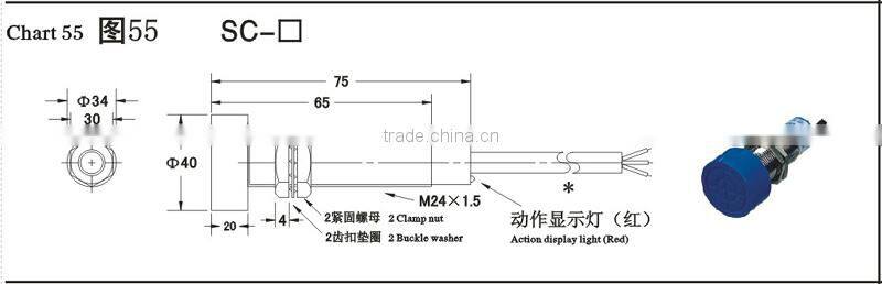 M30 LM40-3020PA Unshielded PNP NO contact Detection Distance 20mm ABS General Cylindrical Inductive Proximity Switch Sensor