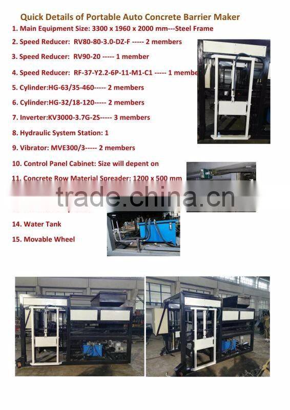 Highly Appreciated Portable Auto Concrete Barrier Maker Machine
