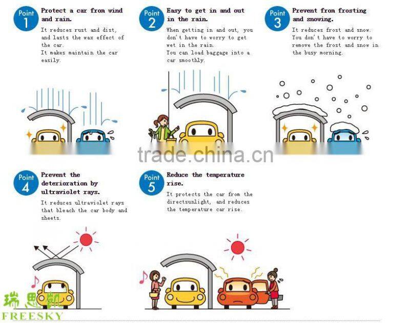 Easy installation garden sun shade aluminum single slope carport