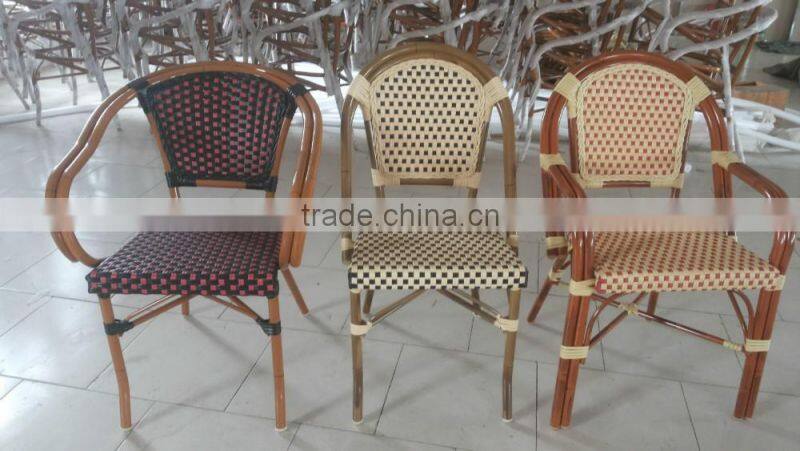 Different design plastic rattan bamboo look armchair