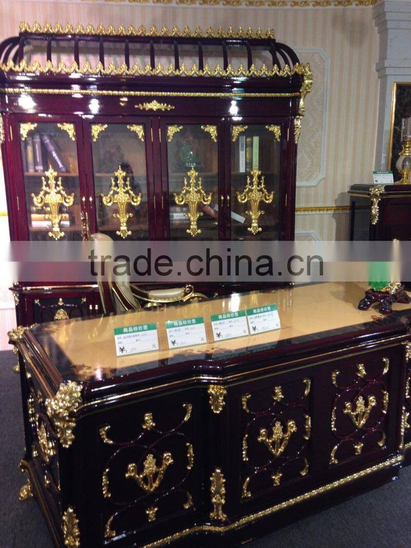 BISINI Baroque Collection Luxury Antique Working Desk and 4-Door Bookcase (BF01-02057)