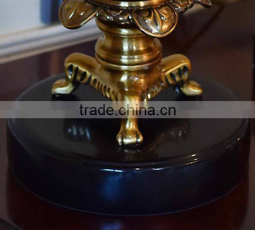 Black jade brass decorative living room table lamp with lampshade