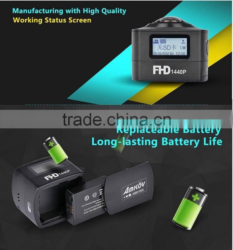 Multifunctional Full HD 360 Degree VR Sports Video Camera Wifi Waterproof Mini Outdoor Portable Vitual Reality Sports Camera