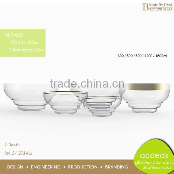 Handmade Borosilicate Clear Glass Fruit or Salad Bowl