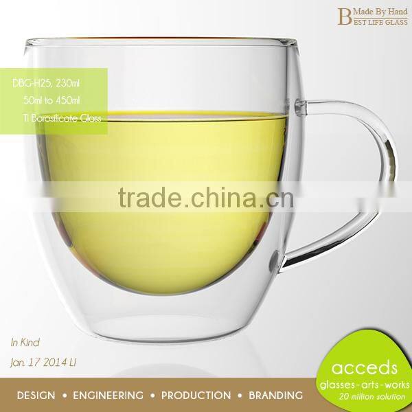 Handcrafted Eco Friendly Modern Pyrex Glass Tea Mugs