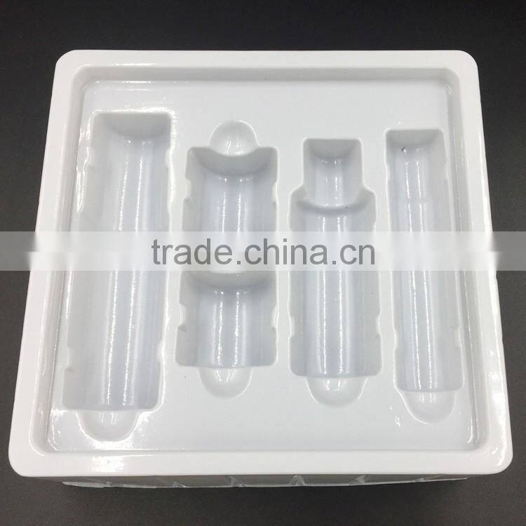Plastic flocking blister packaging for jewelry/ glass bottled cosmetic